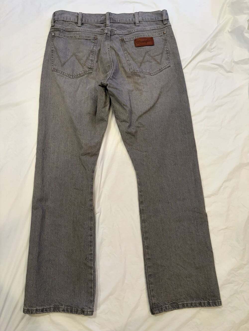 Wrangler Retro Jeans Men's 34x32 Grey Slim Boot Denim
